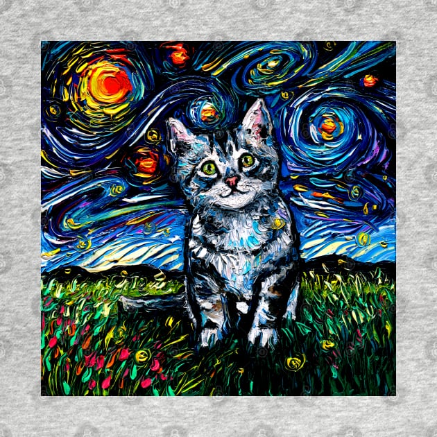 Gray Tabby Kitten Night by sagittariusgallery